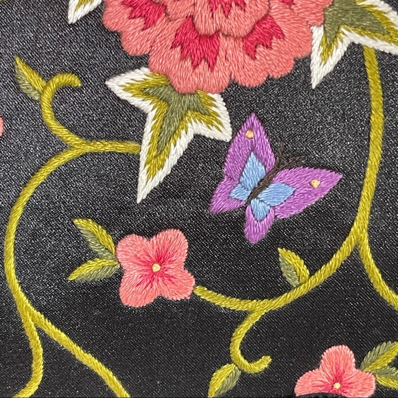 Papillon Athiro Domen for Lageyre Black Velvet Silk Embroidered Vintage Handbag - Picture 4 of 5